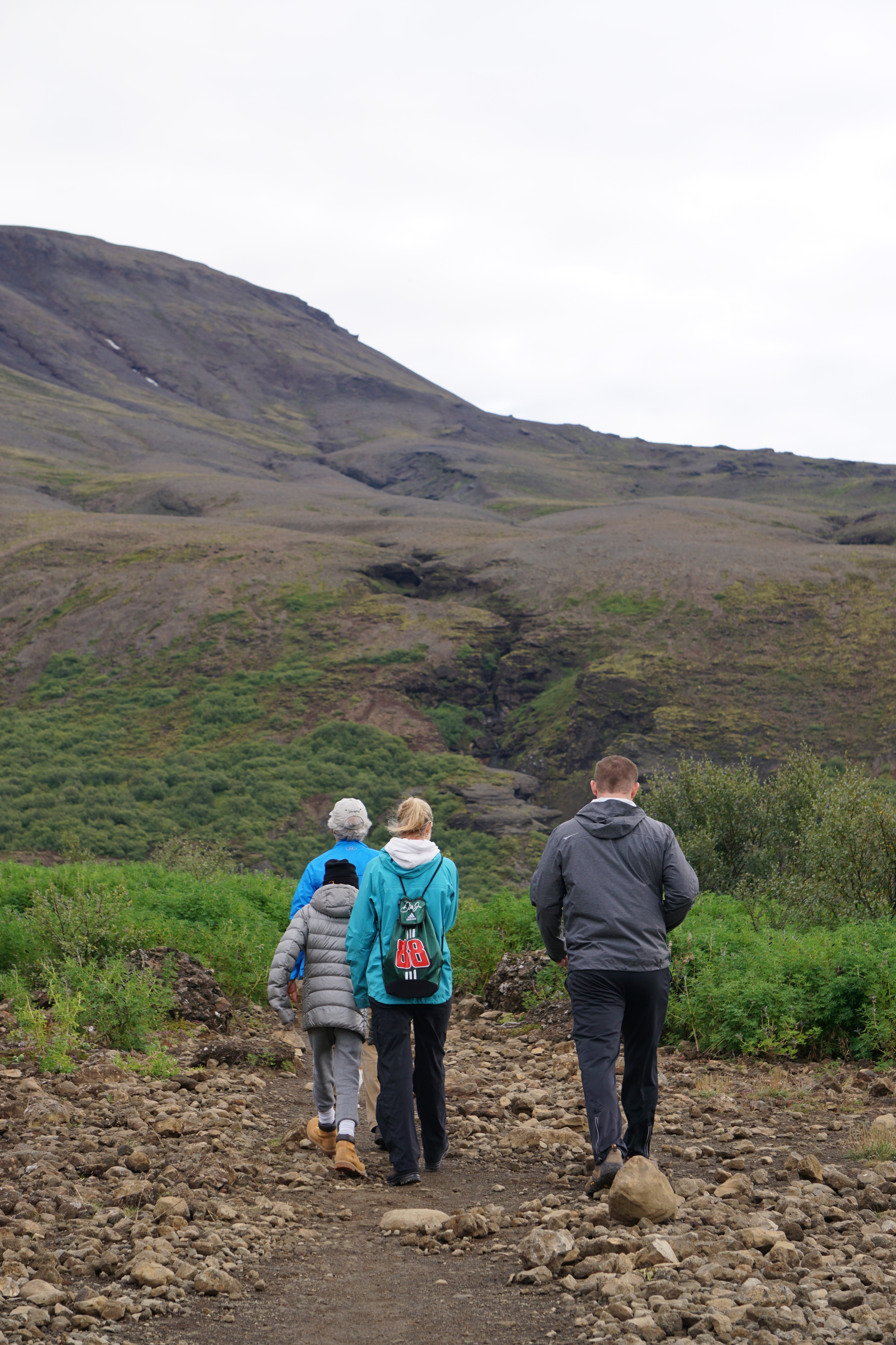 The hiking path to Glymur Waterfall in West Iceland