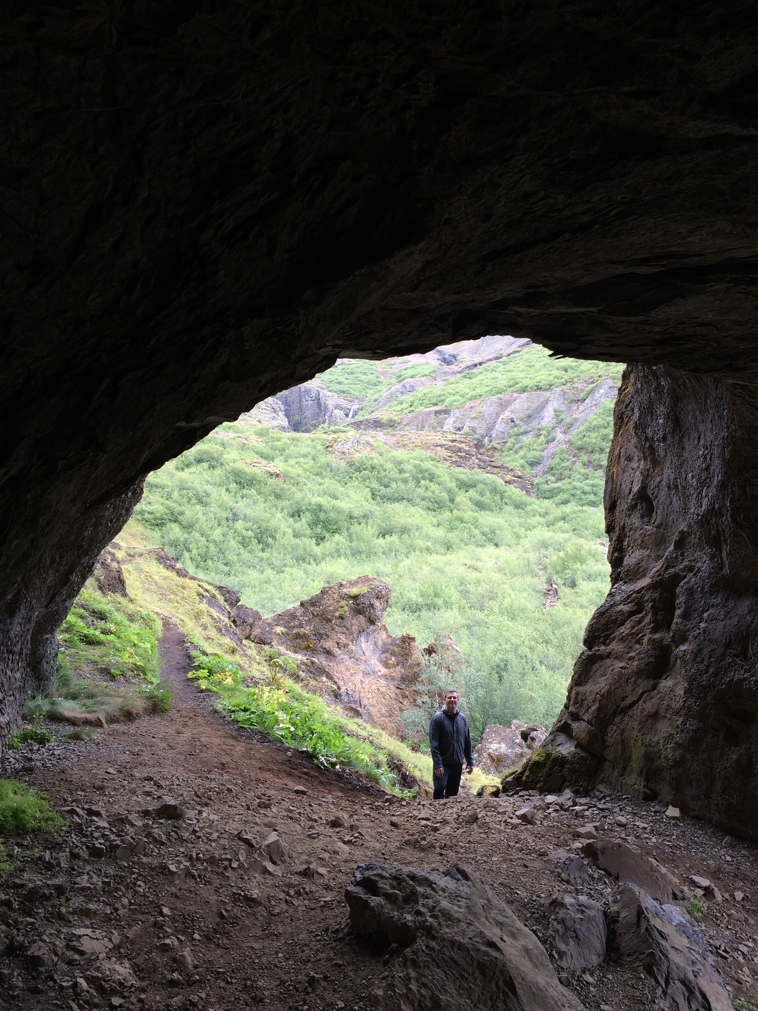 Cave on the way to Glymur Waterfall