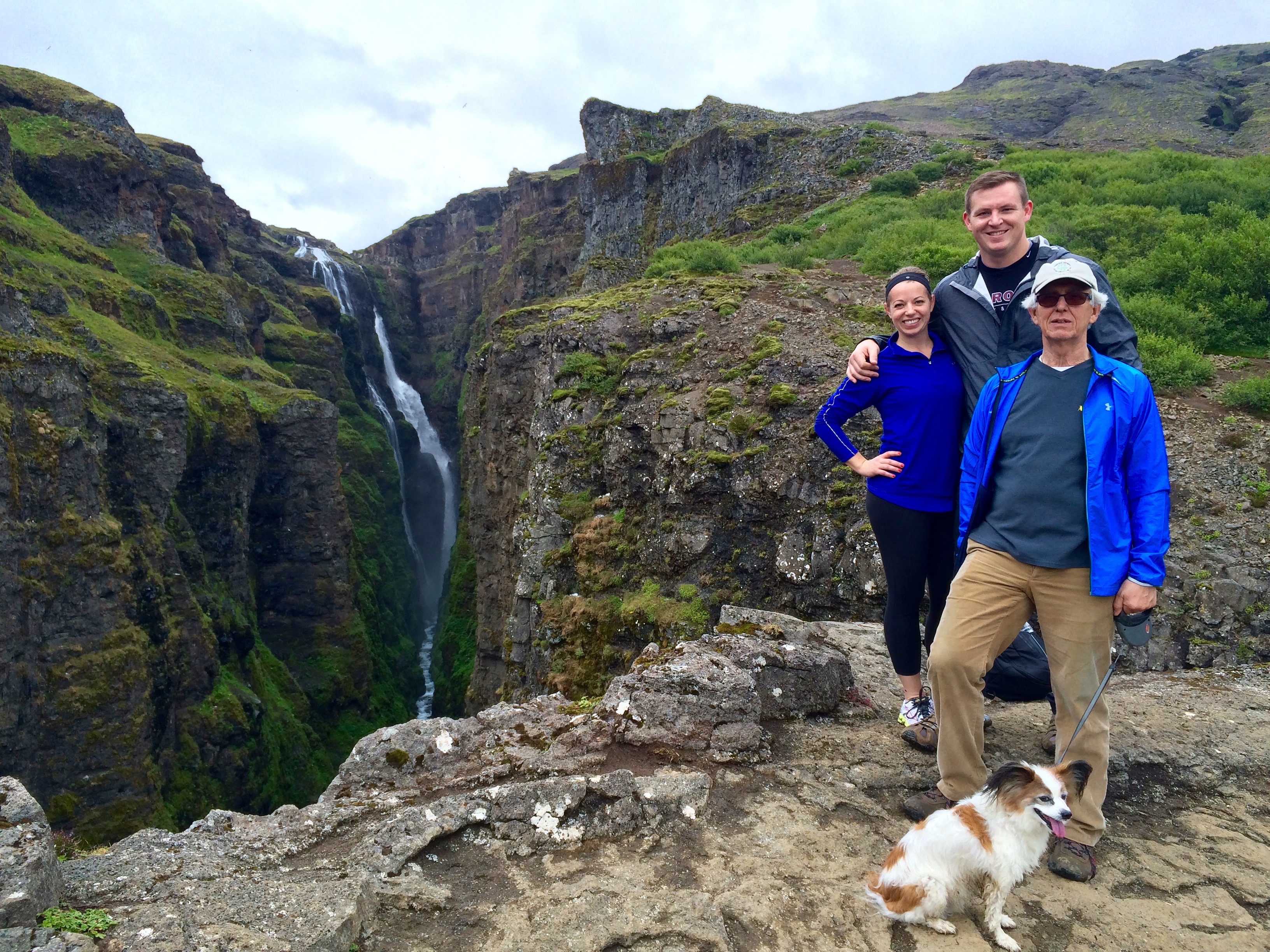At the top of Glymur waterfall