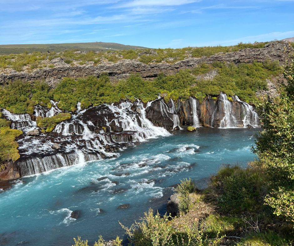 Picture of the Clear Water of the Barnafoss Waterfall on a Sunny Day in Iceland | Iceland with a View