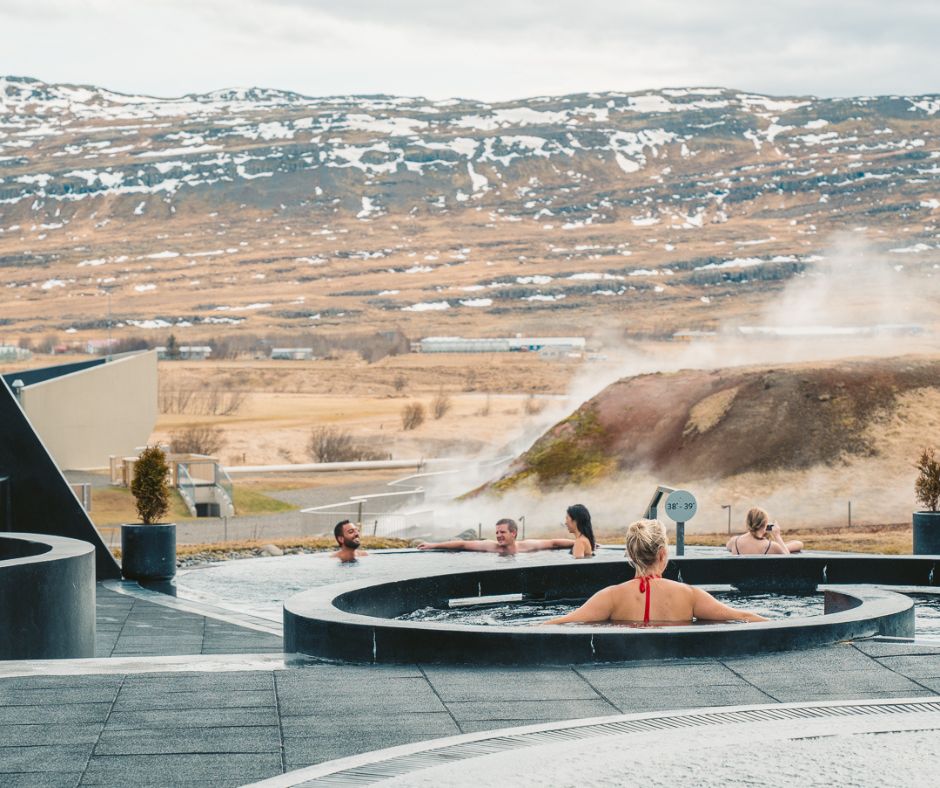 Picture of Jeannie inside of Krauma's Hot Spring in Iceland | Iceland with a View