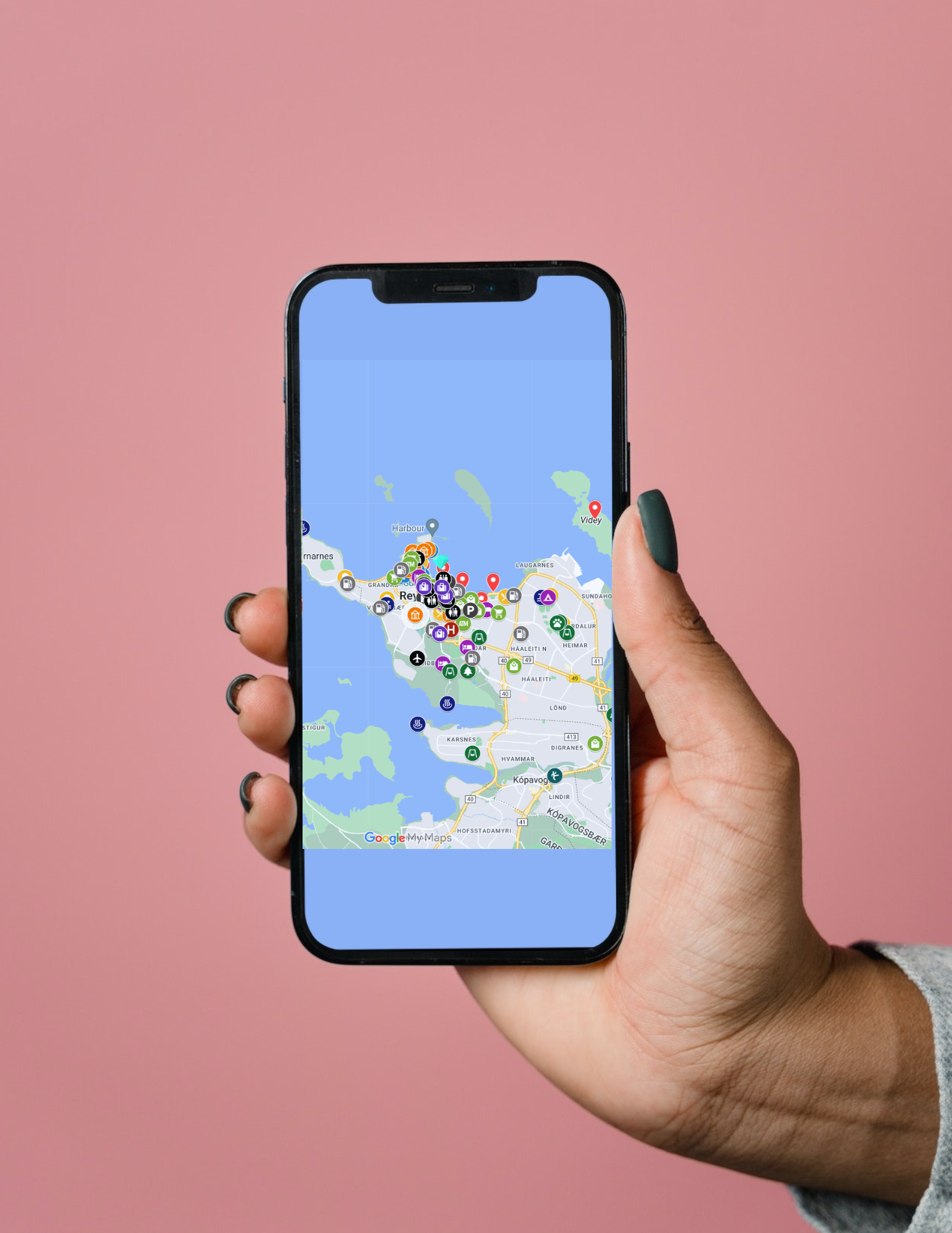 Mockup of a Phone with the Reykjavík Digital Map Inside | Iceland with a View