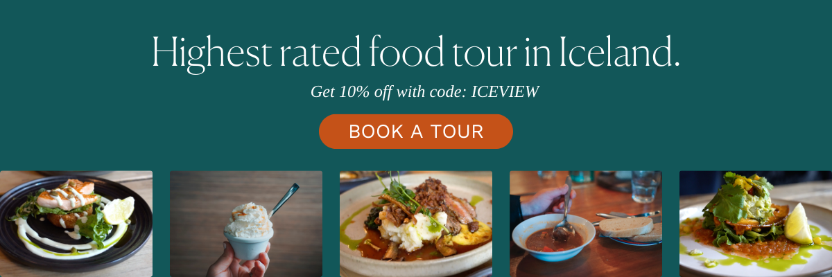 banner for Reykjavik food walk tour discount | Iceland with a View