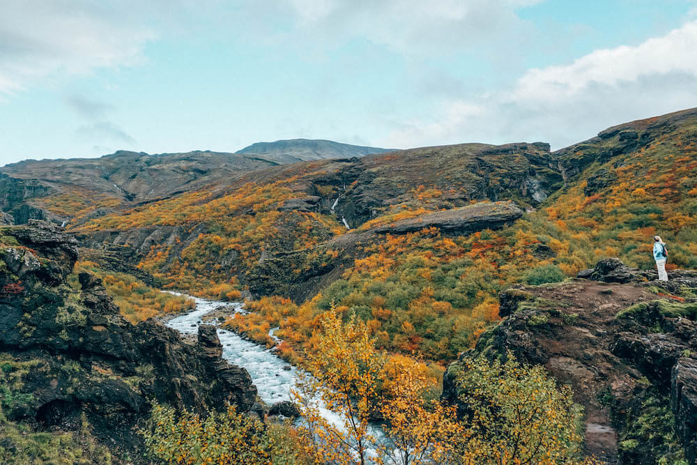 Picture of Glymur Waterfall Landscape in Autumn | Glymur Waterfall in Iceland | Iceland with a View 