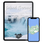 9 day iceland itinerary, ring road golden circle itinerary, iceland map on a cell phone, iceland winter scene, frozen waterfall