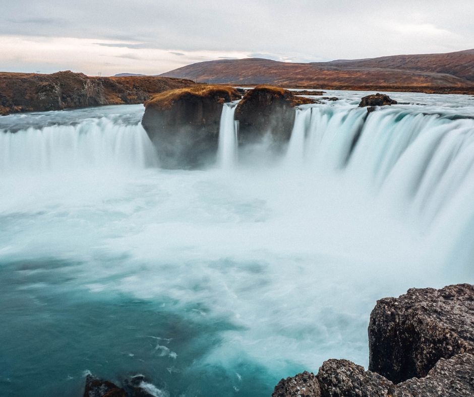 Landscape View of Godafoss Waterfall | How Long Does it Take to Drive Around Iceland | Iceland with a View