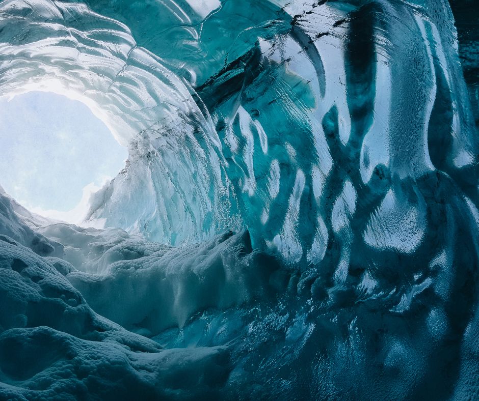 Closeup View of How the Bright & Dark Blue Colors of the Glacier Ice Looks | Iceland Ice cave | Iceland with a View 