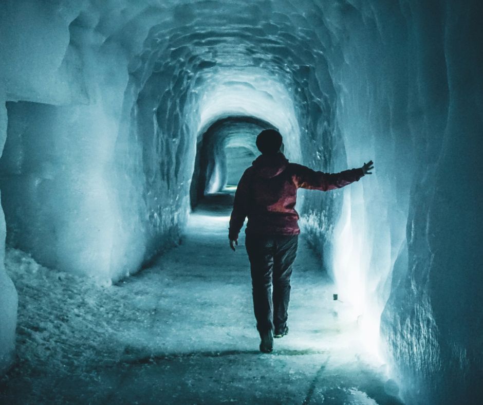 Picture of Jeannie from Iceland with a View Walking Inside the Man Made Ice Tunnels in Langjökull Ice Cave in Iceland