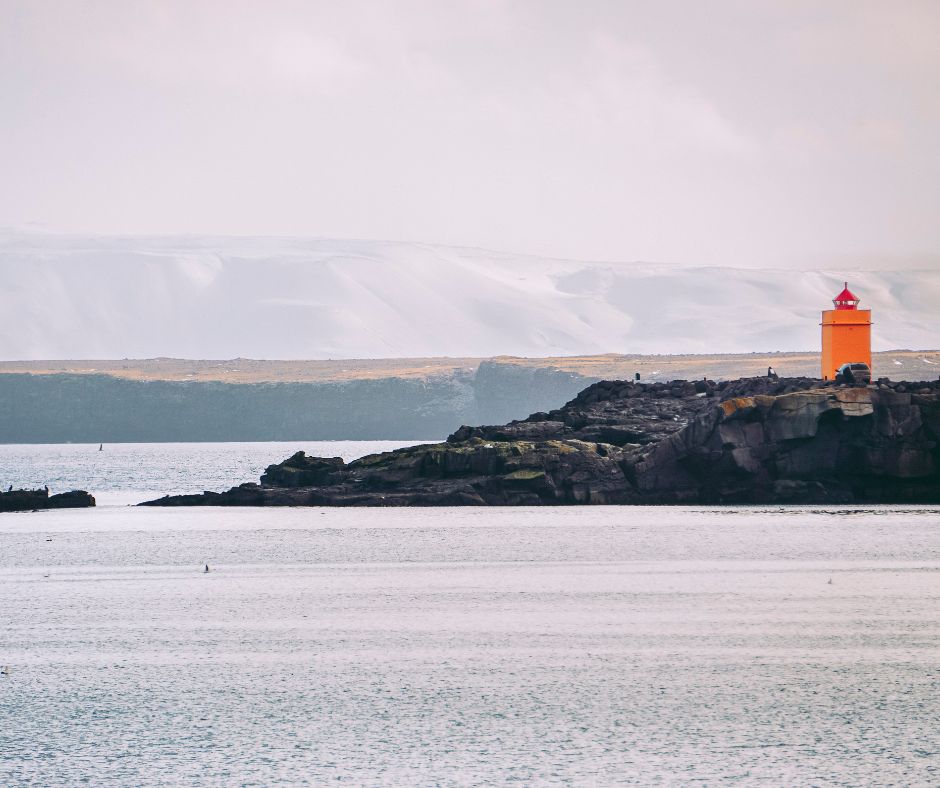 Landscape View of the Famous Orange Lighthouse at Reykjanes Peninsula in Iceland | Iceland with a View 