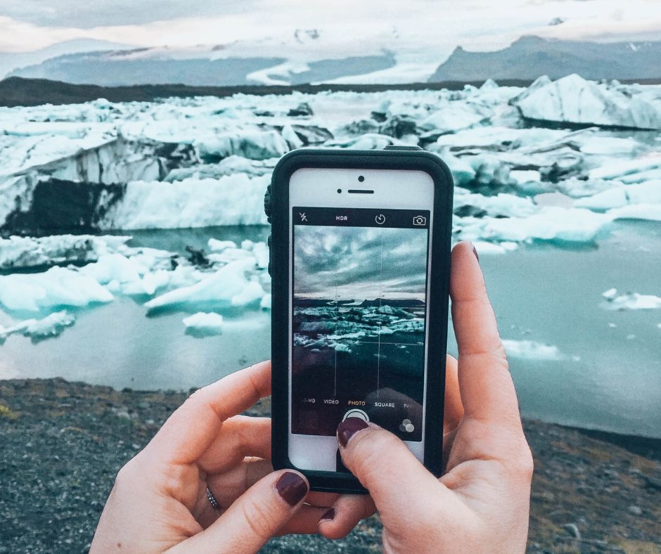 Picture of Jeannie's Phone Capturing Iceland's Breathtaking View of the Glacier | Iceland with a View.