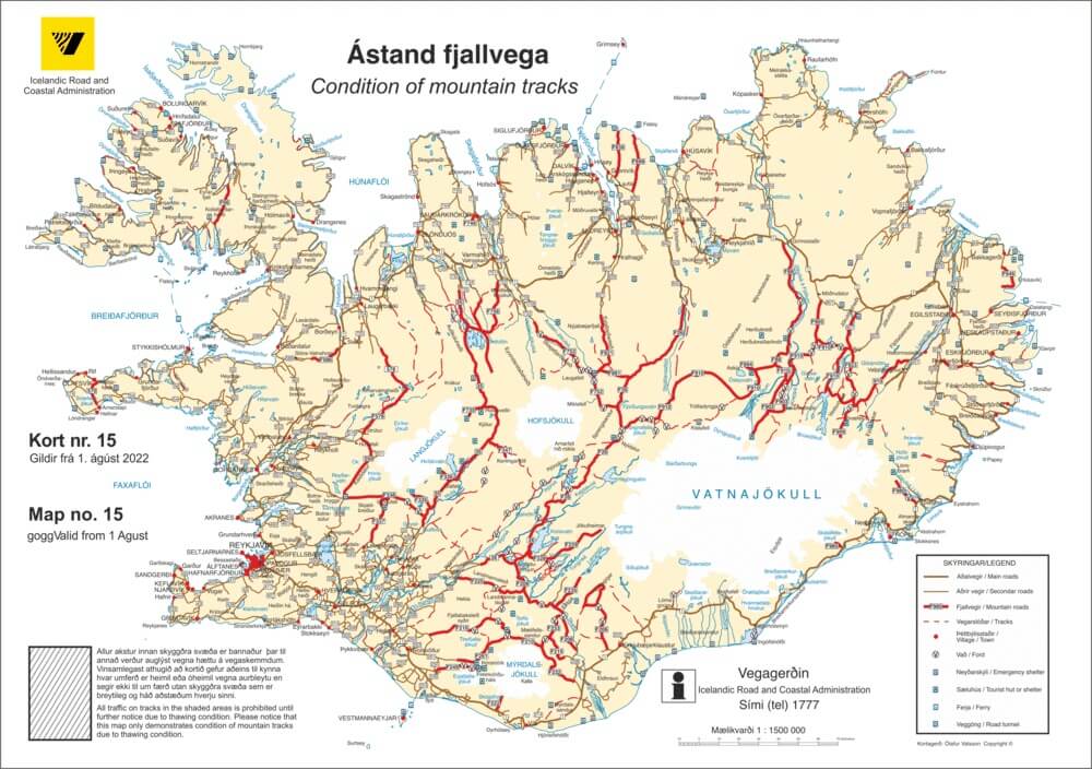 MAP WHERE THE F-ROADS (ALSO REFERRED TO AS THE MOUNTAIN ROADS) ARE LOCATED | F-ROADS IN ICELAND 