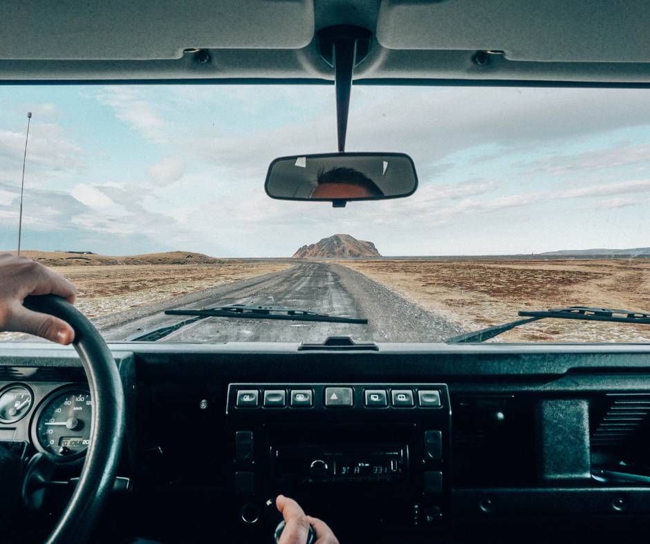 Frontal view of a Road with a beautiful view when driving in Iceland | F-Roads in Iceland | Iceland  with a View 