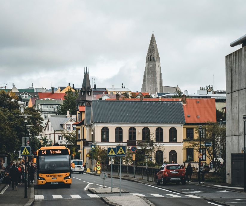 Picture of a Bus (One of the many Transportation in Iceland) in a Bus Stop in  Reykjavík | Iceland with a View 