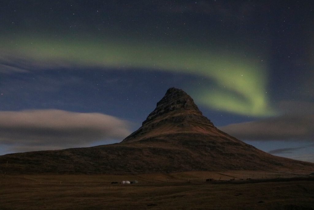 Picture of Kirkjufell with Auroras, One of the Places Outside of Reykjavík where You can See the Northern Lights in Iceland | Iceland with a View 