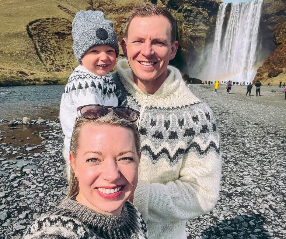 Picture of Jeannie's Family Wearing Icelandic Lopapeysa as a Symbol and Best Gift You Can Ever Bring Home from Iceland | Iceland with a View 