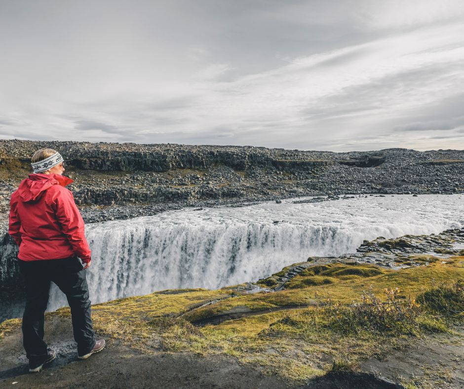 Picture of Jeannie at the Top of the Dettifoss Waterfall in Iceland | Iceland with a View 
