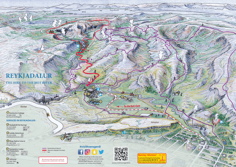 Graphic of the Reykjadalur Map & its Rivers | Iceland with a View 