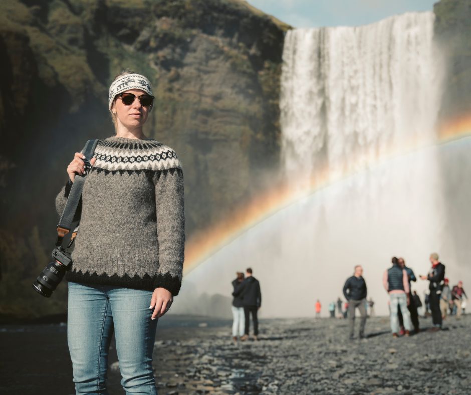 Jeannie Visiting Skógafoss in Summer in Iceland | Iceland with a View 