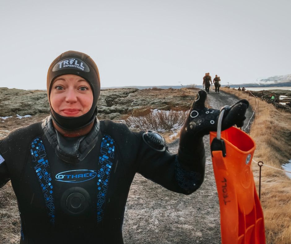 Picture of Jeannie Geared Up to Go on a Snorkeling Tour In Iceland