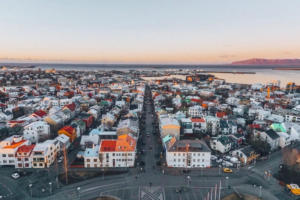 Aerial View of the Beautiful Town of Reykjavík in Iceland | Map of Iceland Tourist Attractions | Iceland with a View