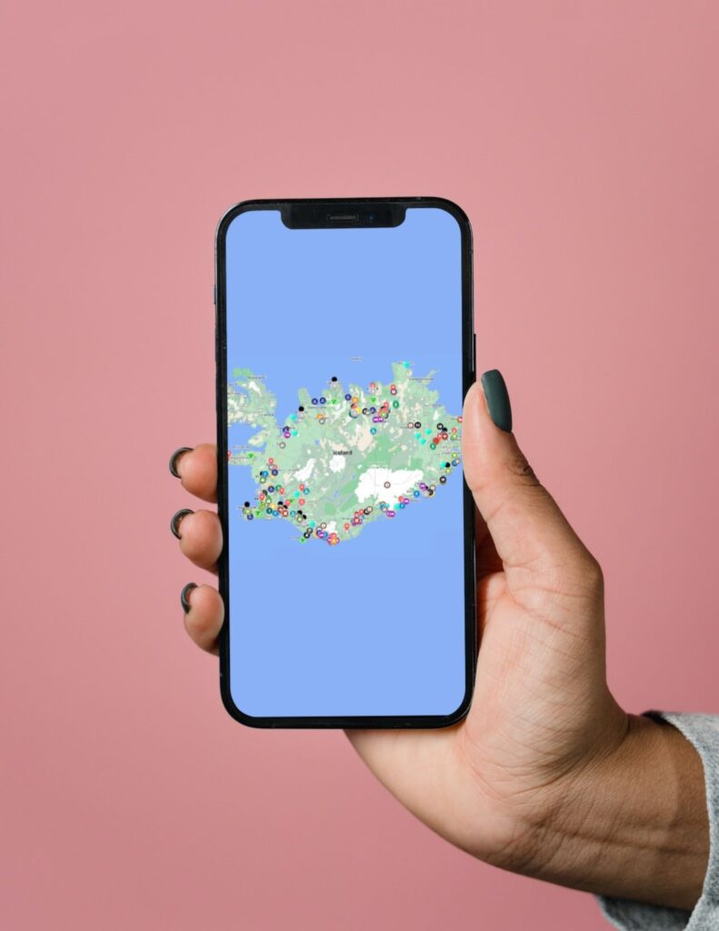 Picture of a Mockup of a Phone with the Iceland Map | Iceland with a View