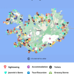 7-day Iceland Ring Road itinerary, iceland ring road map, iceland map, pinned locations, iceland sightseeing locations, iceland hidden gems