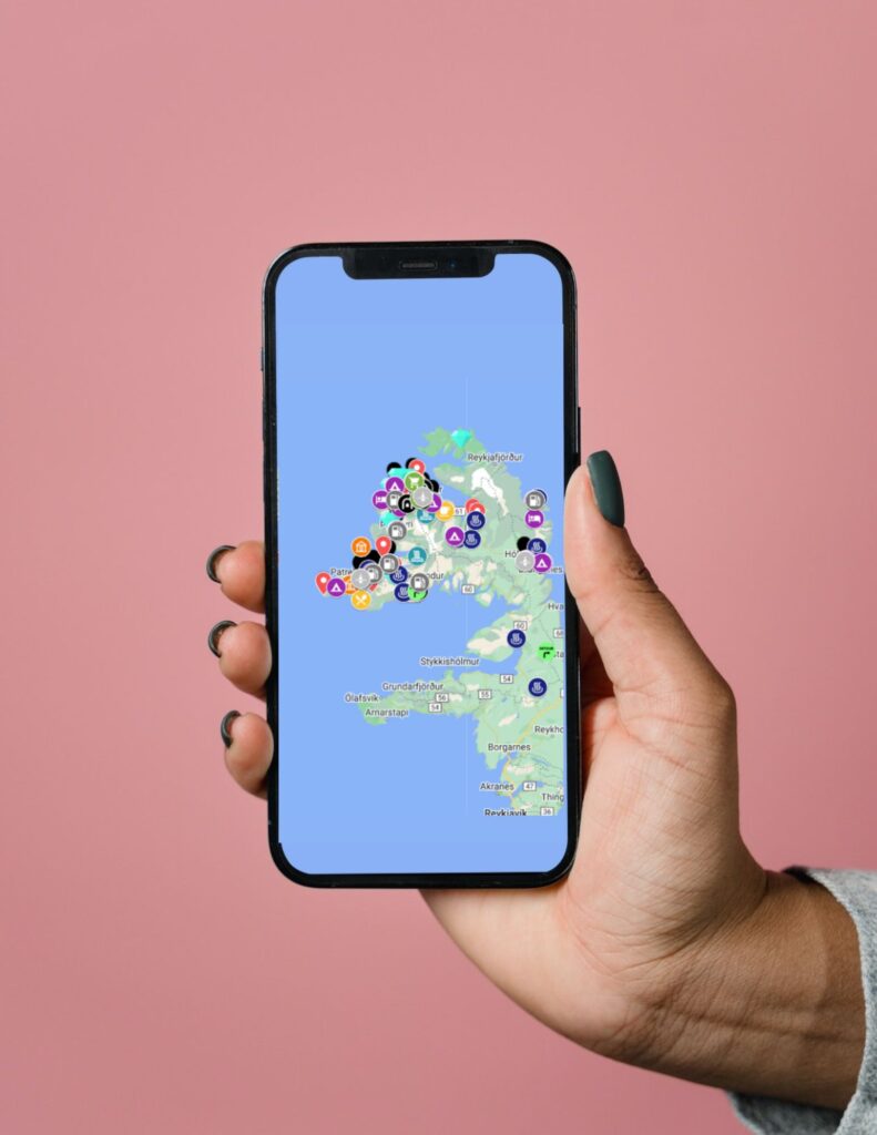 Picture of a Mockup of a Phone with the Westfjords Iceland Map | Iceland with a View