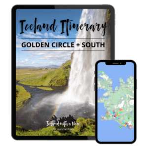 5 day iceland itinerary, south iceland itinerary, golden circle itinerary, iceland map, tablet with iceland itinerary, phone with iceland map, iceland waterfall