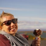 Picture of Jeannie Eating Ice Cream and Wearing Sunglasses in the Summer | Iceland Summer Packing List | Iceland with a View