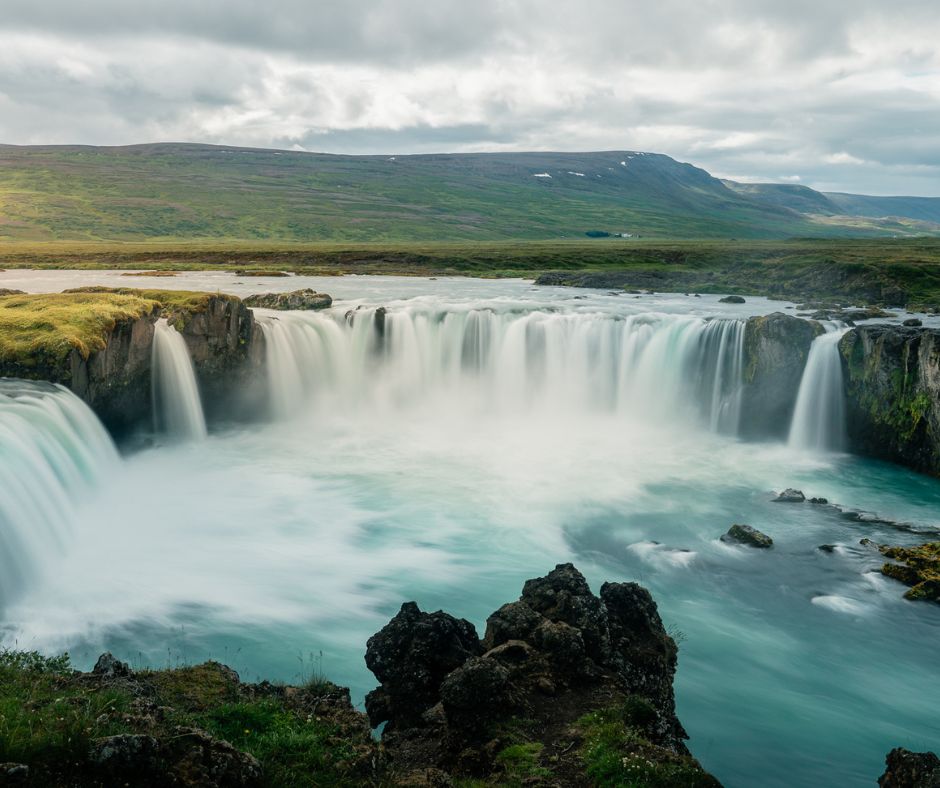 Picture of the Breathtaking View of Godafoss (Waterfall) In the North of Iceland | Iceland with a View 