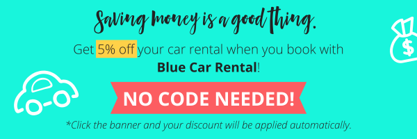 Banner for Blue Car 5% Discount Code (Click the Banner And Your Discount Will Be Applied Automatically | Iceland with a View 
