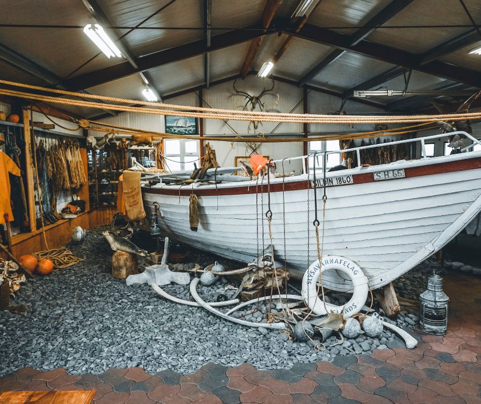 Picture of a Ship Inside the Bjarnarhöfn Shark Museum in Iceland | Iceland with a View