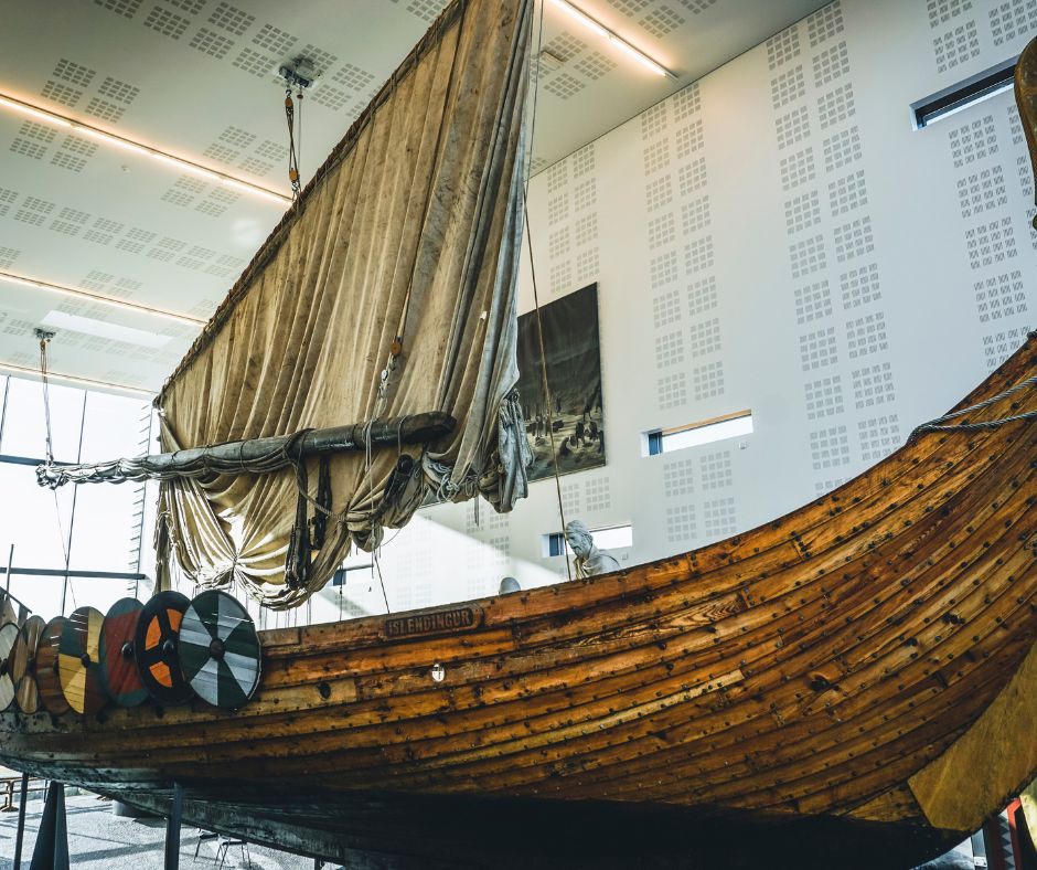 Picture of a Viking Ship Inside the Viking World Museum in Iceland | Iceland with a View
