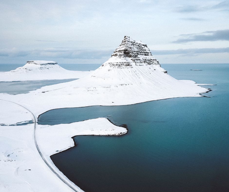Landscape View of Kirkjufell in the Winter Taken with the Drone in Iceland | Iceland with a View