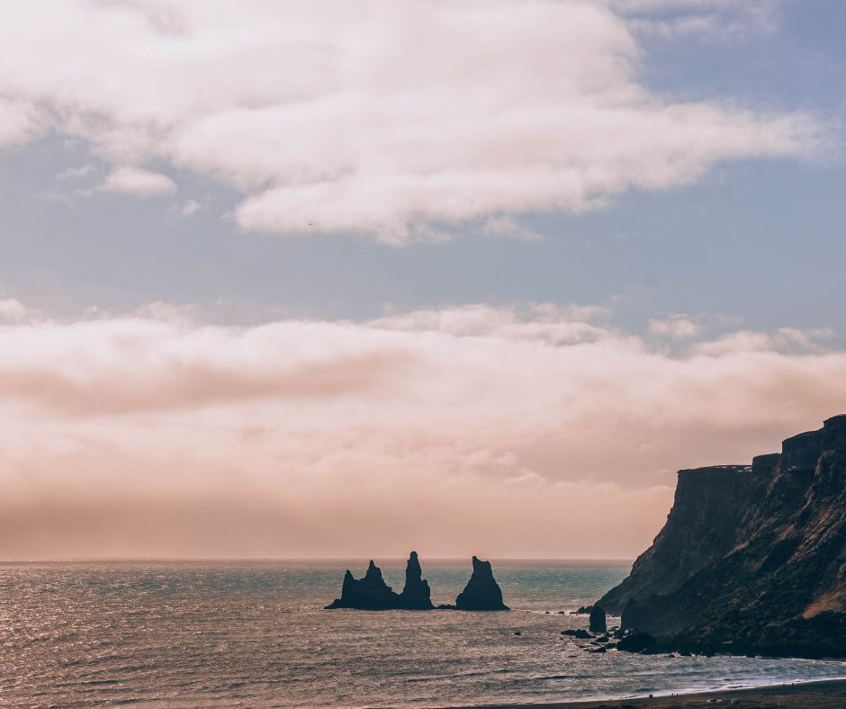 Landscape View of the Reynisdrangar Sea Stacks in Reynisfjara Beach | Iceland with a View