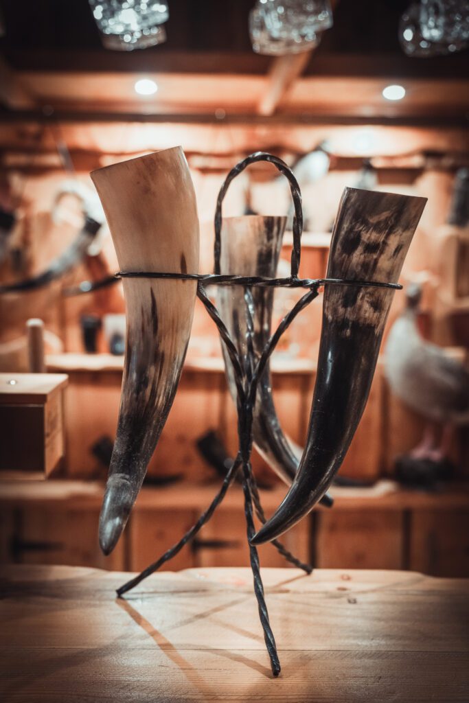 Picture of mead flight in a Horn in the Ingólfsskáli Viking Restaurant | Iceland with a View