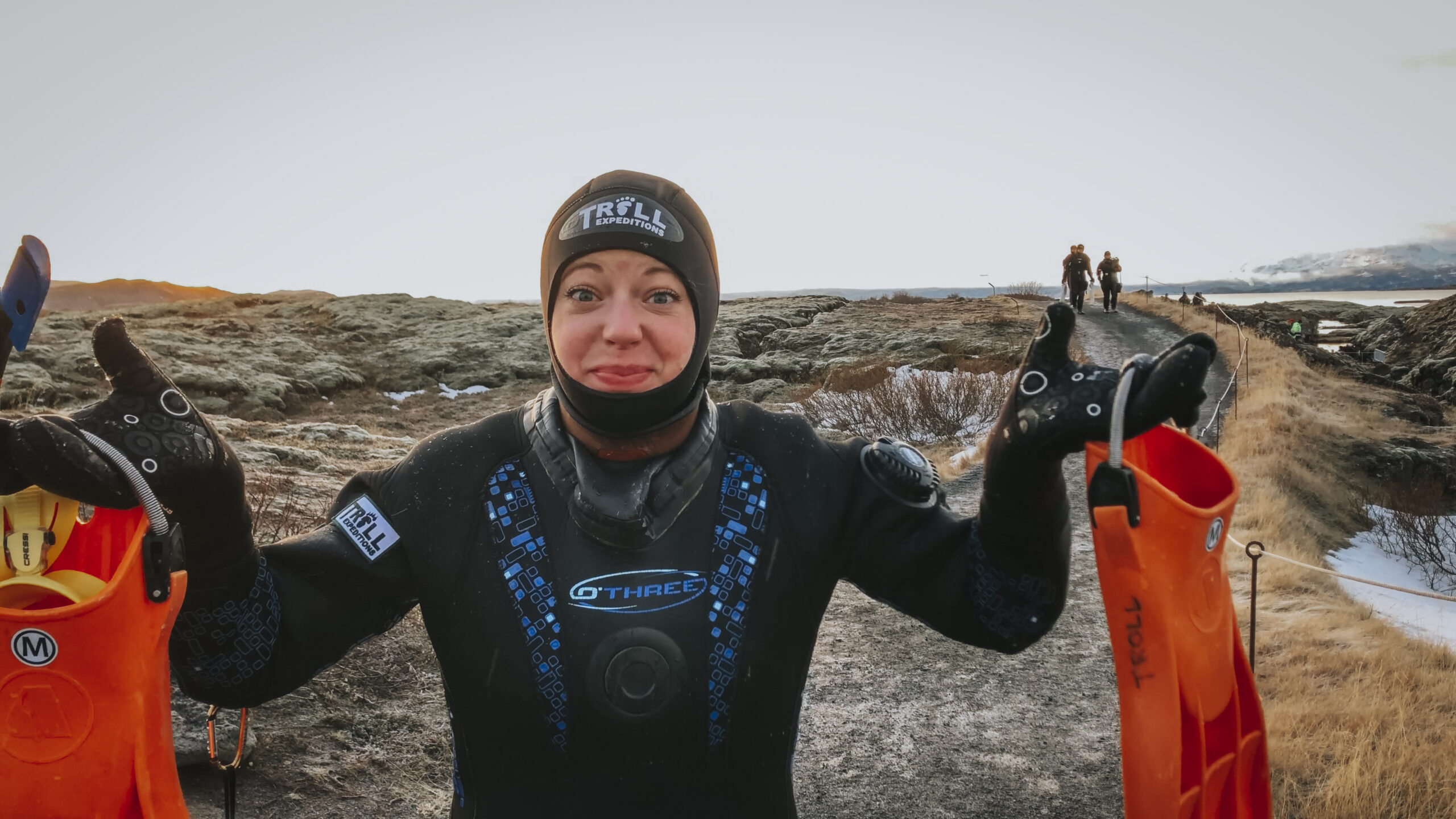 Picture of 
Jeannie Wearing Layers and Equipment for Snorkeling | Iceland with a View 