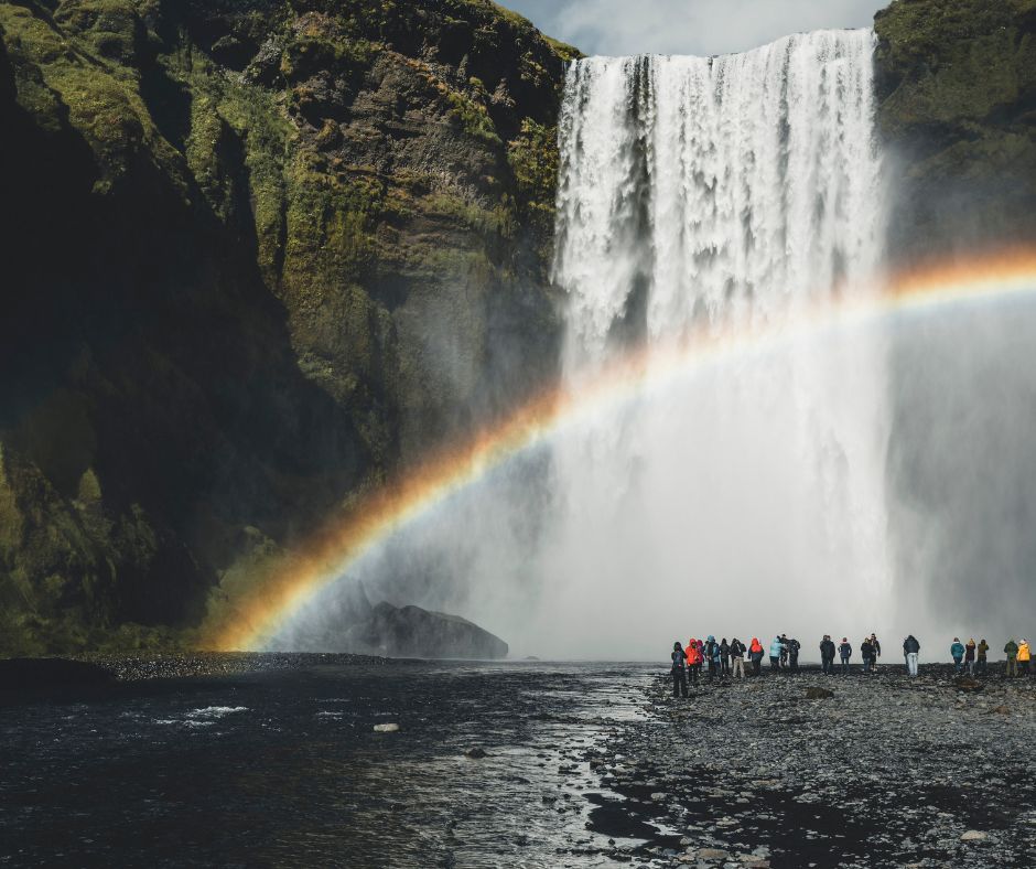 Landscape View of a Rainbow in Skógafoss | Iceland with a View