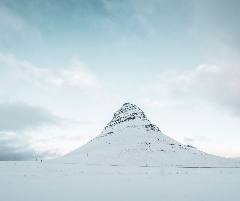 Landscape View of Kirkjufell in Iceland Covered in Snow | Bad Weather in Iceland | Iceland with a View
