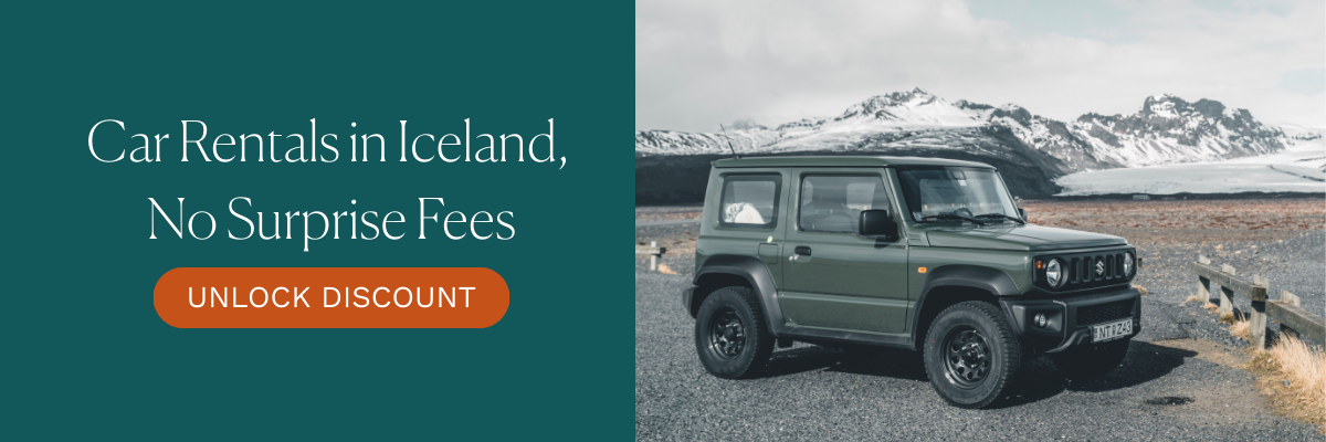 Banner for Blue Car 5% Discount Code (Click the Banner And Your Discount Will Be Applied Automatically | Iceland with a View