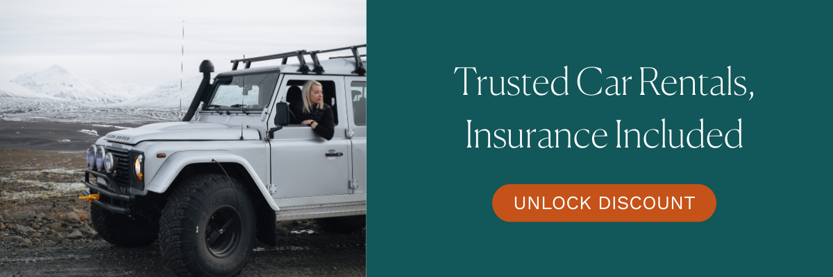 Banner for Blue Car 5% Discount Code (Click the Banner And Your Discount Will Be Applied Automatically | Iceland with a View