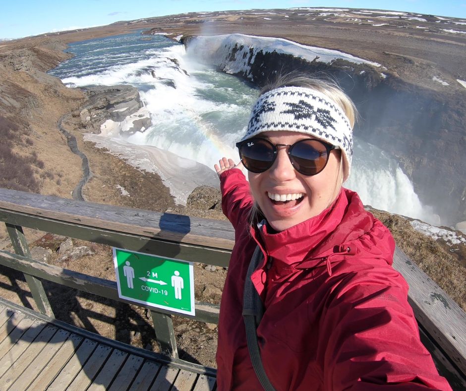 Picture of Jeannie in the Walking Trail of the Gullfoss Waterfall | Iceland with a View 