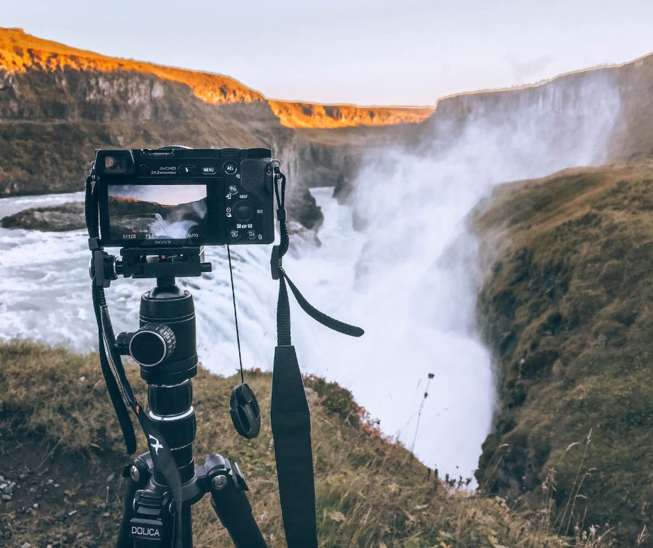 Picture of Jeannie's Camera Capturing a Landscape View of Gullfoss Waterfall in Iceland | Iceland with a View 