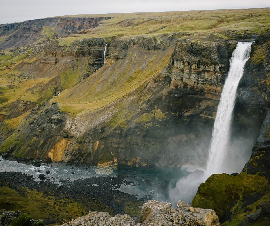 Landscape View of Haifoss Waterfall in Iceland | Iceland with a View 