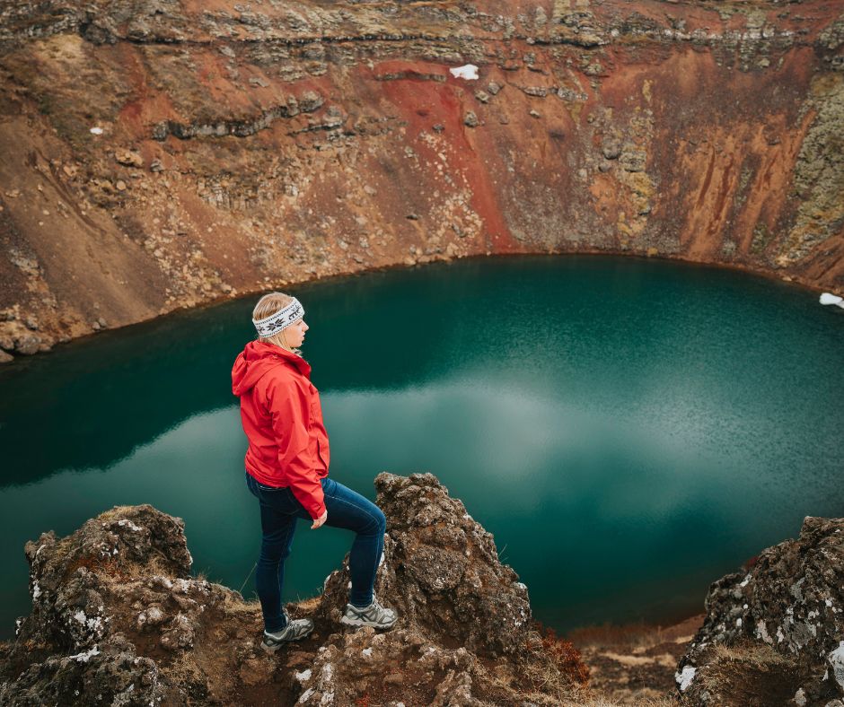 Picture of Jeannie on Top of the Cliff in the Kerid Crater in Iceland | Iceland with a View 