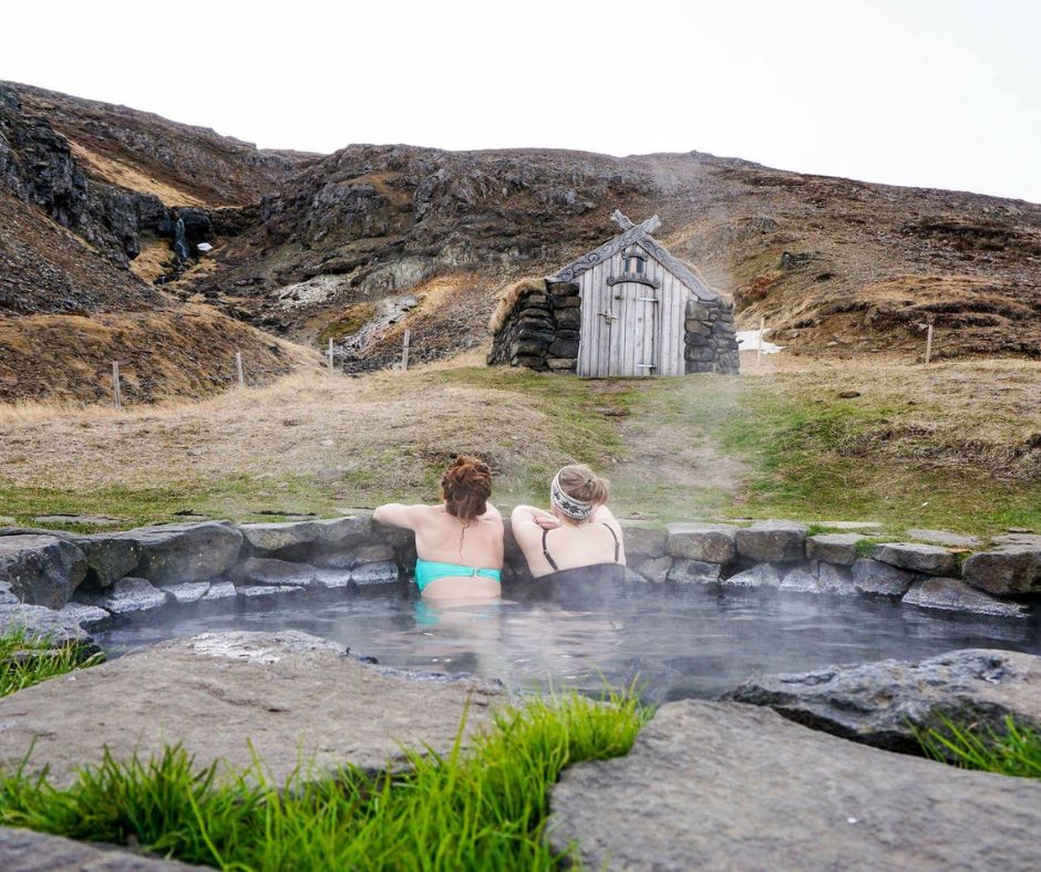 Picture of Jeannie and Sister Chatting Inside a Geothermal Pool in Iceland | Icelandic People | Iceland with a View
