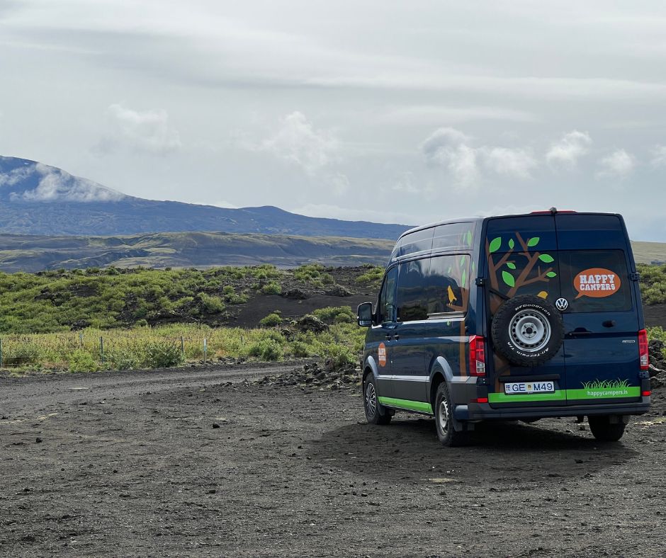 Picture of a Happy Camper Van Parked in Iceland | Iceland with a View 