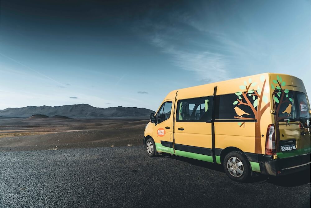 Landscape View of the Happy Camper Van Parked | Iceland with a View 